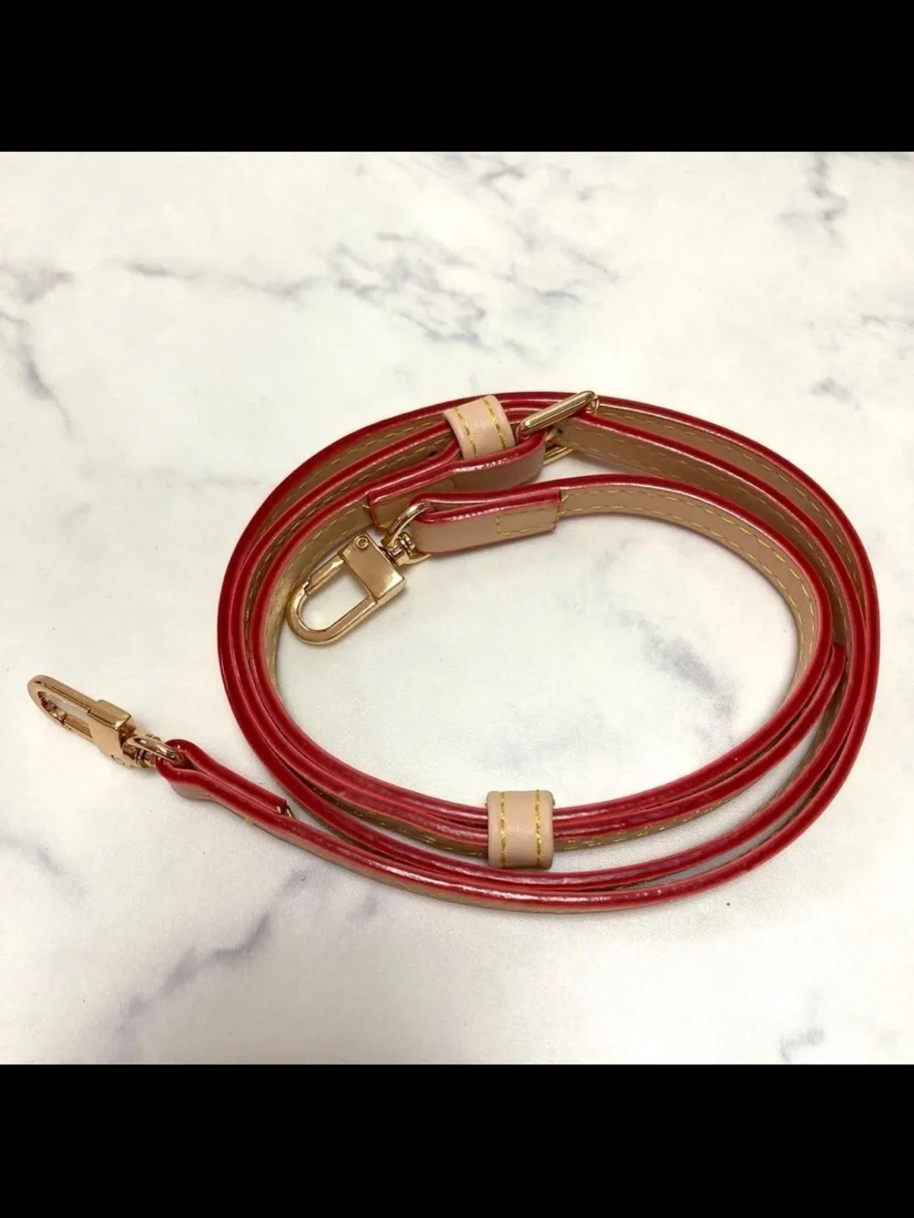 Louis Vuitton Brown Monogram Crossbody Pochette with Red-Trim Strap